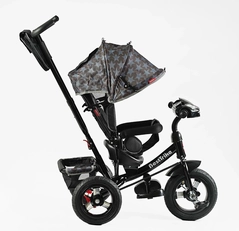 Дитячий велосипед 3-х колісний з батьківською ручкою, з дашком, надувні колеса Best Trike 3390/40-055 чорний (зірочки)