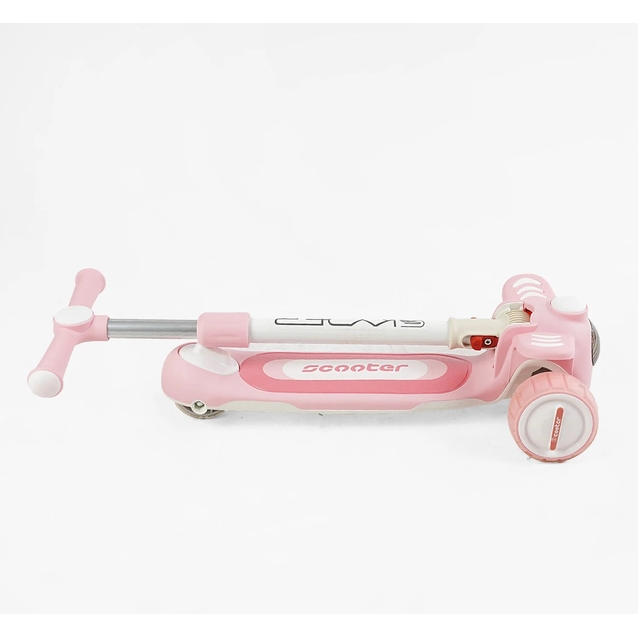 Самокат 5в1 Skyper RT-10247, колеса PU125х40мм зі світлом, укр озвучування та підсвічування платформи, біло-рожевий фото westvelo.com