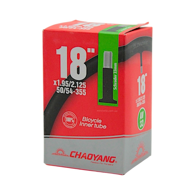 Камера 18 прямий ніпель AV 33 mm CHAOYANG (1.95-2.125) в коробці фото westvelo.com