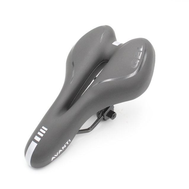 Сідло мтв з отвором AVANTI №523 GEL, чорне з чорною смугою фото westvelo.com