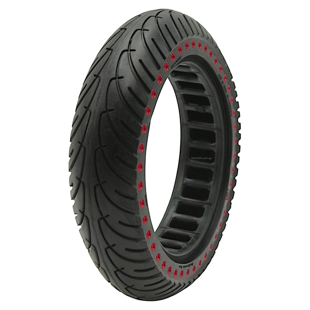 Покришка "8" 8.5-2.0 NEDONG (Ø155 - 36,5мм) лита (Перфорована) безкамерка для електросамоката з червоними крапками (189) фото westvelo.com