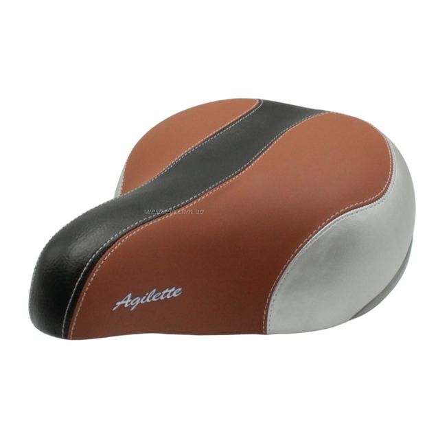 Сідло на пружинах AGILETTE E-82Е широке, чорно-коричневе фото westvelo.com