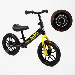 Велобіг 12 Corso, колеса - EVA (піна), сталева рама «NEO» EN-37994 чорно-жовтий, підставка для ніг