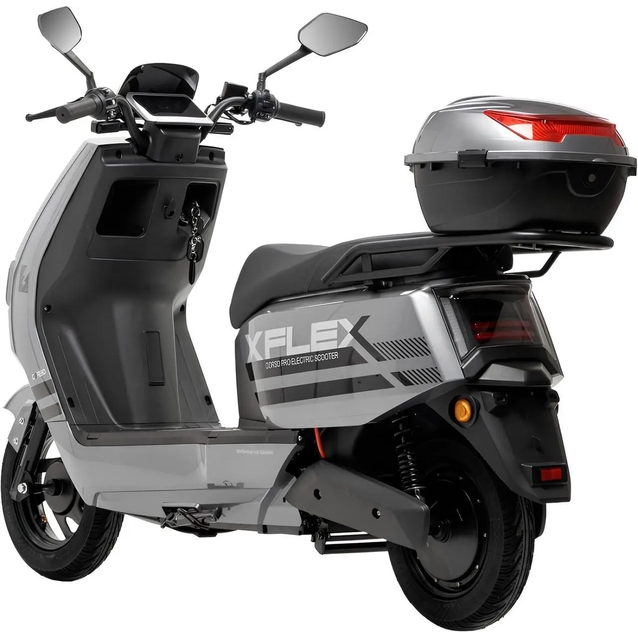 Електроскутер Corso «FLEX» FL-548209 двигун 1500W, акумулятор графеновий 72V/35Ah, сірий, колеса 10" + 1 ящик. акум фото westvelo.com