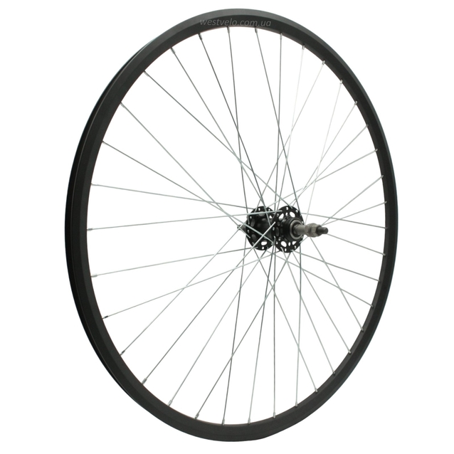Колесо 26 зад, обід 2-ний чорний дисковий, втулка SHUNFENG проми, диск 6 болтів (Swift) фото westvelo.com