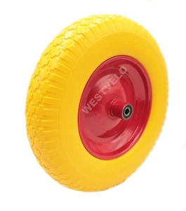 Колесо тачки жовте "8" 4.00-8 під вісь Ø12, пінополіуретанове