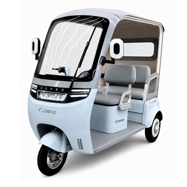Трицикл з дашком Corso «TWIST» WS-309117, двигун 1500W, акумулятор 72V 30Ah літій-залізо-фосфатний, блакитний, колеса 10" фото westvelo.com