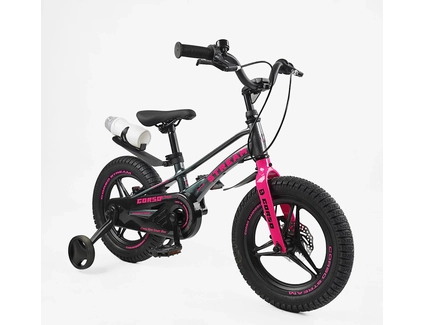 Дитячий велосипед 14 MG Corso «STREAM» SM-14154, магнієва рама, сіро-рожевий