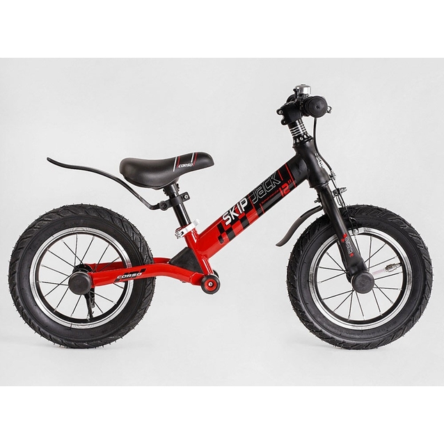 Велобіг 12 Corso надувні колеса, сталева рама «SKIP JACK» 44538 ручне гальмо, з амортизатором, чорно-червоний фото westvelo.com