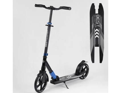 Самокат дитячий 2-х колісний, PU Best Scooter 75186 чорно-синій, колеса Ø230-215mm, AL, 1 амортизатор передній