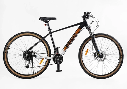 Велосипед 29 AL Corso «ENIGMA» NG-29305 алюміній 19", (к-т SHIMANO) чорно-біло-помаранчевий