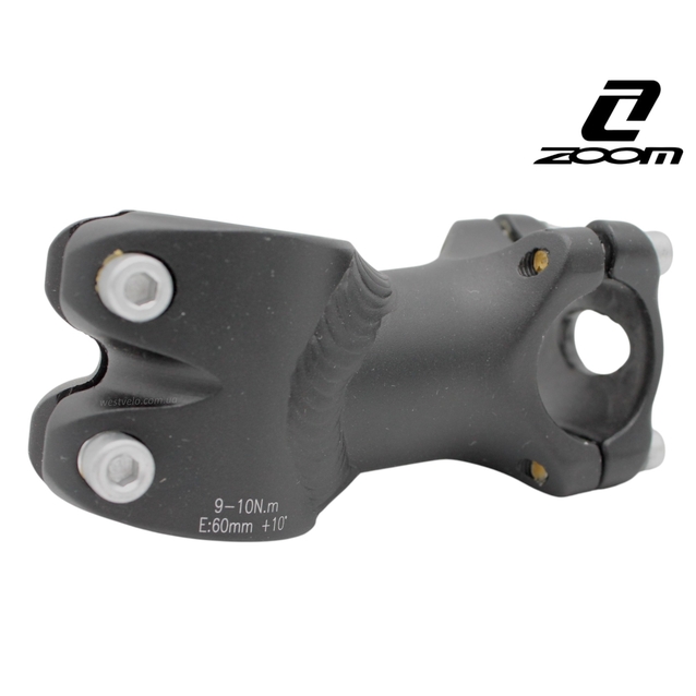 Винос руля на безрізьбову вилку Ø28.6-Ø25.4мм, L-60мм, ZOOM (1304C) чорний круглий фото westvelo.com