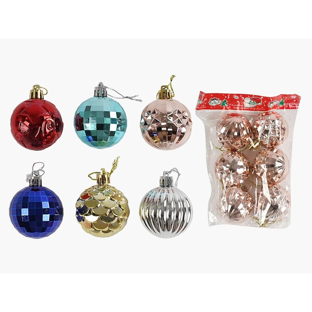 Новорічні прикраси .6 шт, кульки, D = 4,5 см, в пакеті, ВИДАЄТЬСЯ ТІЛЬКИ МІКС ВИДІВ (C 67740) фото westvelo.com