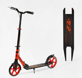 Самокат дитячий 2-х колісний, PU Skyper «SIRIUS» S 86735 чорно-червоний, Ø200mm, 1 амортизатор, ручне гальмо