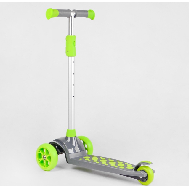 Самокат дитячий 3-х колісний, Best Scooter LK-70111 сіро-салатовий, колеса PU Ø120mm/80mm зі світлом, знімне кермо фото westvelo.com