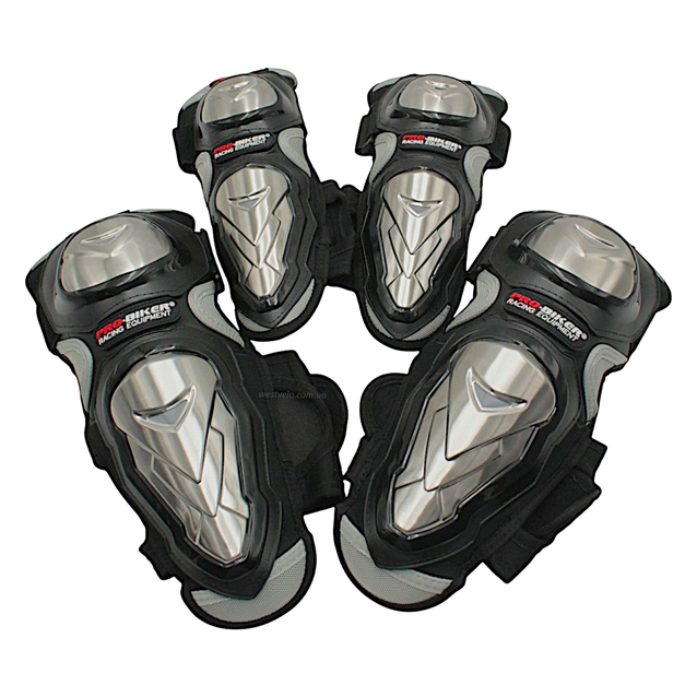 Мотозахист наколінники + налокітники "PRO BIKER" (P19) сталь, хром фото westvelo.com