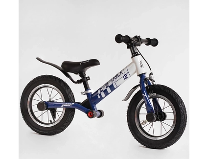 Велобіг 12 Corso надувні колеса, сталева рама «SKIP JACK» 93307 ручне гальмо, з амортизатором, синьо-білий