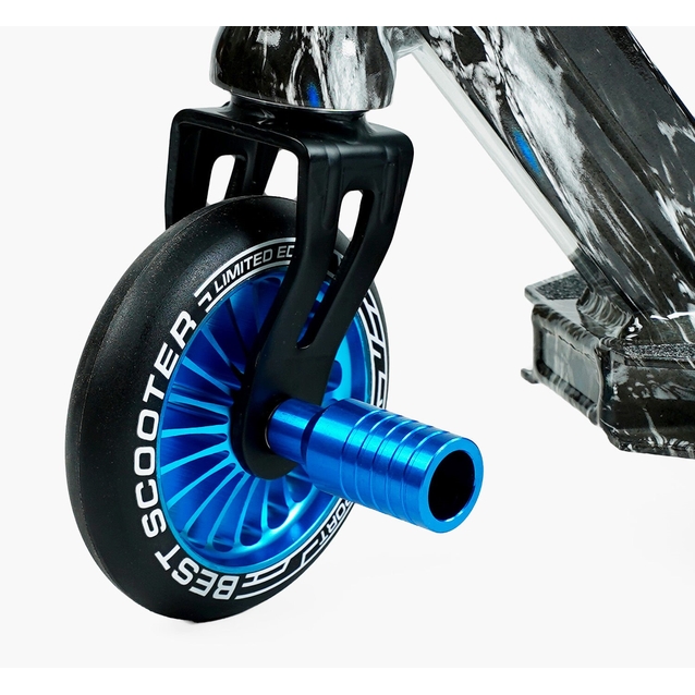 Самокат трюковий Best Scooter «SKULLS» BS-99808 чорно-синій, HIC-система, пеги, AL диск та дека, колеса PU Ø110mm, ширина керма - 60 см фото westvelo.com