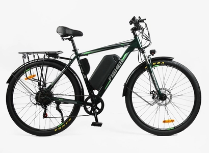 Електровелосипед 29 ST Corso «FISHER» FH-46620 сталь 22, двигун 600W, акумулятор 48V20Ah літієвий (к-т SHIMANO) зелений