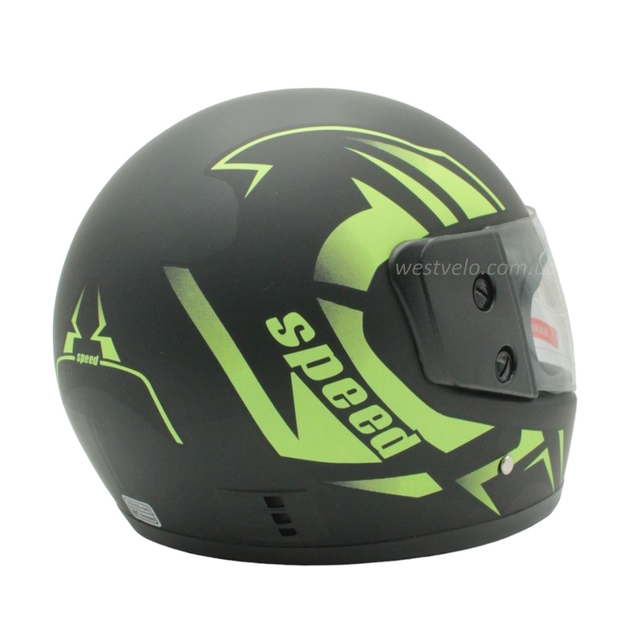 Мото шолом, закритий (XS 53-54) F2 "Speed", чорно-салатовий матовий (825-1) фото westvelo.com
