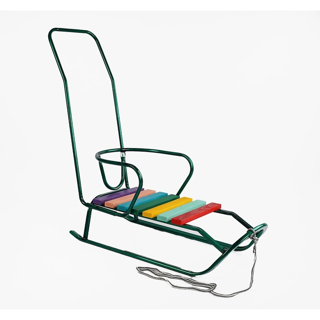 Сани «Торпеда» з ручкою, плоскі полози, зелені фото westvelo.com