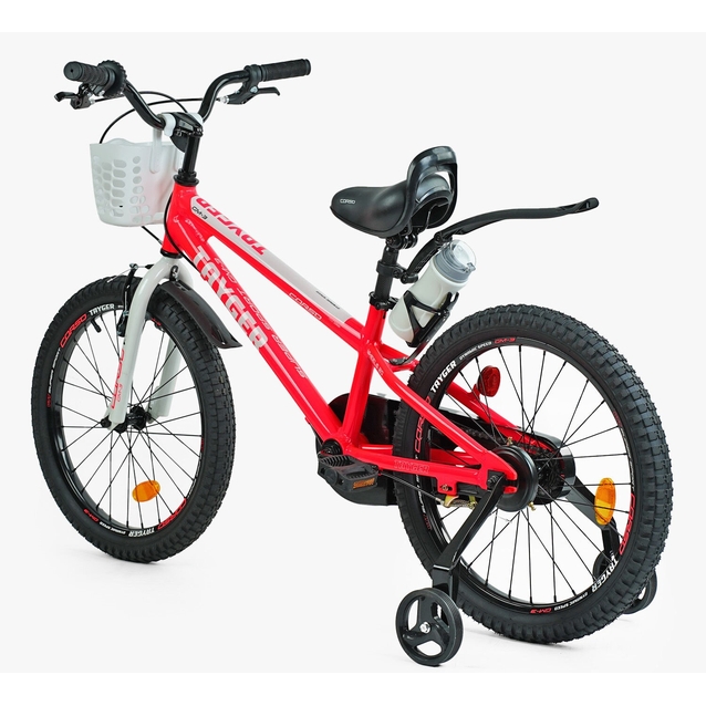 Дитячий велосипед 20 AL Corso «TAYGER» TG-41479 алюмінієва рама неоново-рожево-білий, ручне гальмо, дод. колеса, дзвоник, бутилочка фото westvelo.com