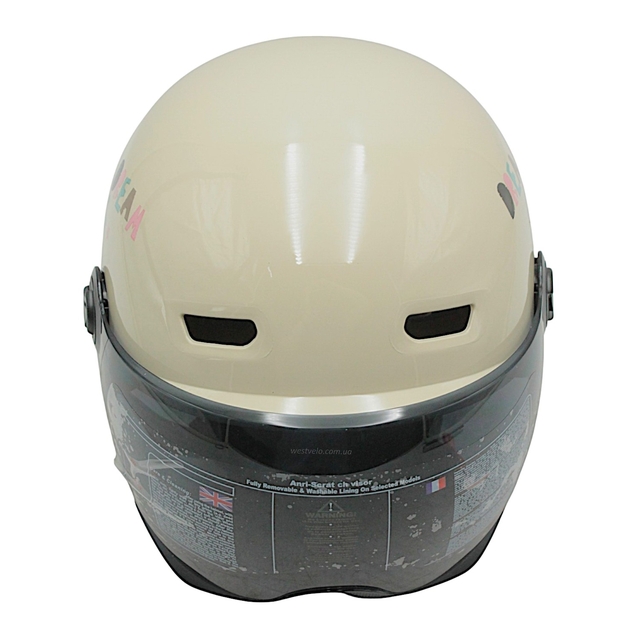 Мото шолом підлітковий, відкритий (M‑XL) "DAVID" 315F‑RICE білий глянцевий (ABS) фото westvelo.com