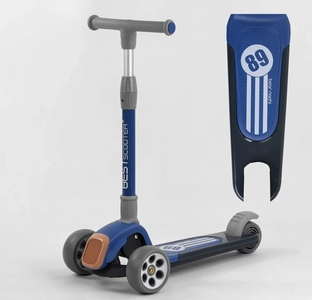Самокат дитячий 3-х колісний, Best Scooter RS-8999 синій, колеса PU Ø120mm/80mm зі світлом, складне AL кермо