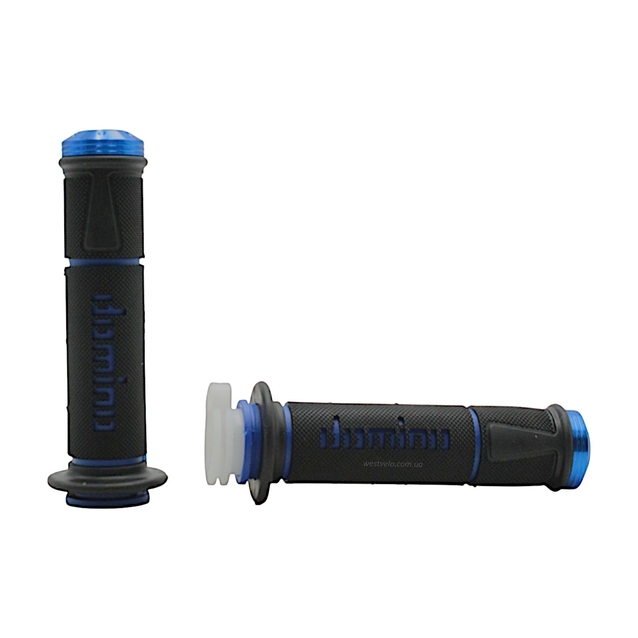 Мото гріпси DOMINO універсальні (тип7) (CNC з відбійниками) чорно-сині фото westvelo.com