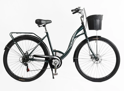 Міський велосипед 28 ST Corso «LIBERTY» LR-28193 сталь 20", (к-т SHIMANO) темно-зелений + кошик