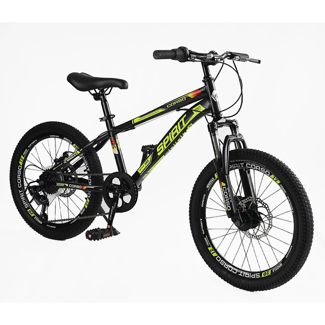 Велосипед 20 ST Corso «SPIRIT» ST-20946 сталь 12", (к-т SHIMANO) чорно-жовтий