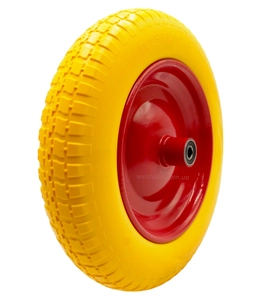 Колесо тачки жовте "8" 3.00-8 під вісь Ø12, пінополіуретанове