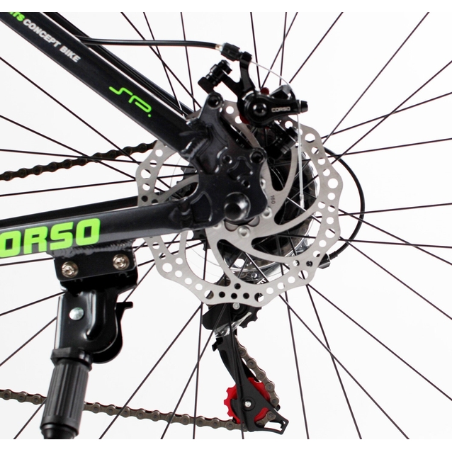 Велосипед 29 AL Corso «DARK-X» DX-29904 алюміній 17", (к-т SHIMANO) графітово-салатовий фото westvelo.com