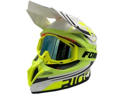 Шолом, закритий крос/ендуро (XXL 61-62) АТV Forsage Rider  030 біло-жовтий глянець з дашком + окуляри