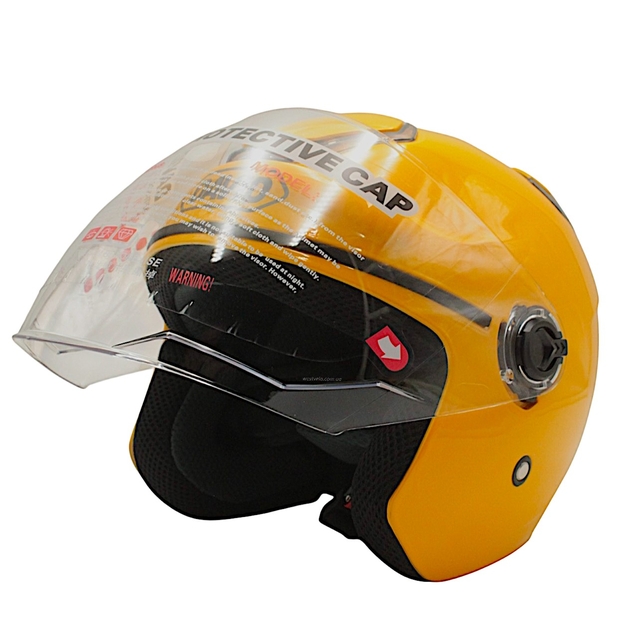 Мото шолом, відкритий (L 59-60) "DAVID" D018 жовтий глянцевий фото westvelo.com