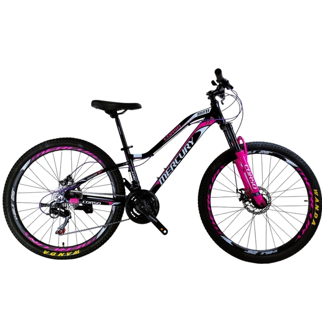Велосипед 26 AL Corso «MERCURY» MR-26245 алюміній 13", (к-т SHIMANO) чорно-рожевий