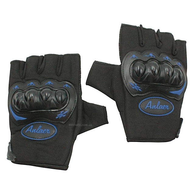Рукавиці (тактичні) Anlaer, чорно-сині (з відкритими пальцями) фото westvelo.com