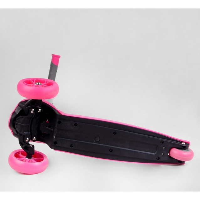 Самокат дитячий 3-х колісний, Best Scooter LK-61022 сіро-рожевий, колеса PU Ø120mm/80mm зі світлом, знімне кермо