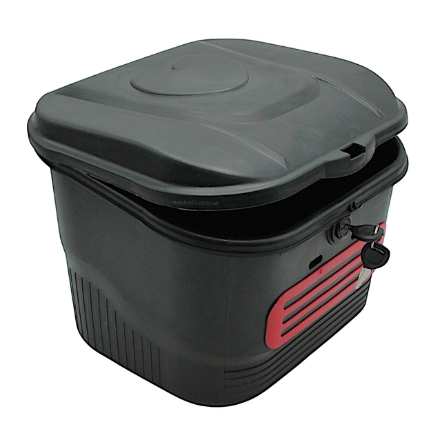 Кошик пластмасовий чорний, з кришкою та замком (AFT-139) фото westvelo.com