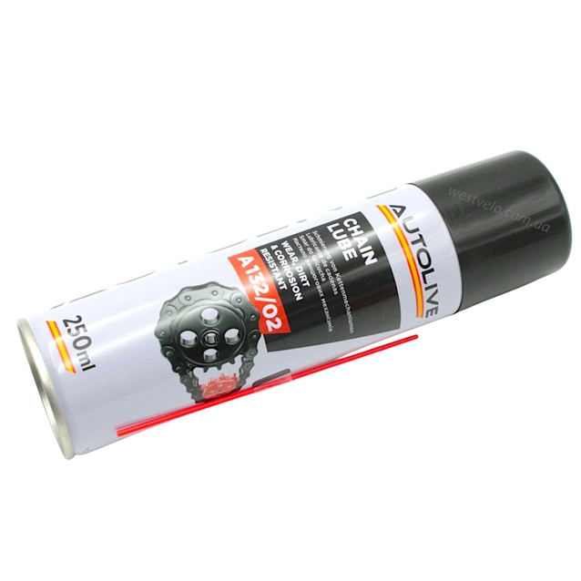 Мастило "CHAIN LUBE" для ланцюгів AUTOLIVE напівсинтетичне (аерозоль) 250мл. Мото-вело. фото westvelo.com