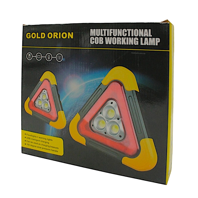 Ліхтар світлодіодний акумуляторний OR-7709, 4 режими, USB сонячна батарея (знак аварійної зупинки) фото westvelo.com