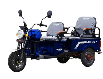 Трицикл РОЗІБРАНИЙ вантажний Corso «HARDY-L»  HL-890667, двигун 1200W, акум 72V 36Ah літій-залізо-фосфатний, синій 4 МІСЦЯ+1 ящик. акум, колеса 12"