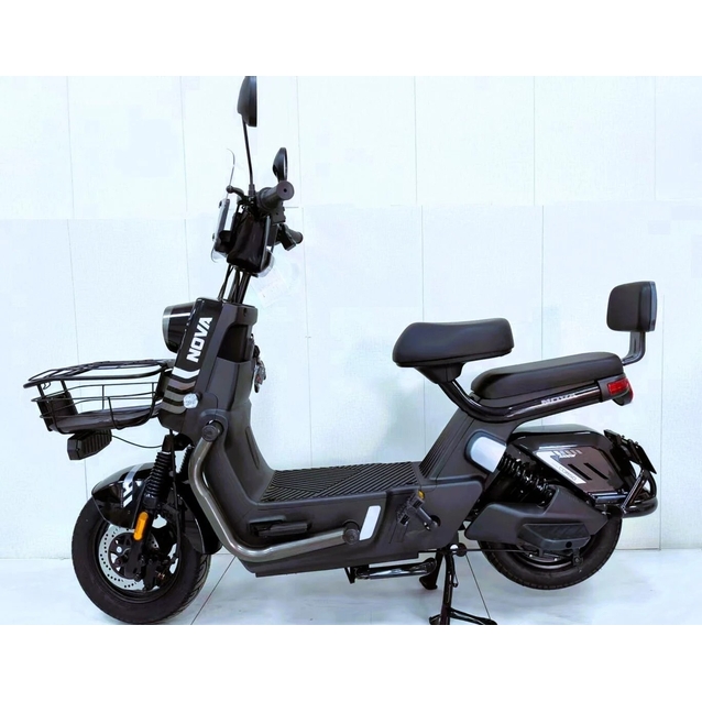 Електроскутер Corso «NOVA» N-603124, двигун 1000W, акумулятор 72V/20Ah графеновий, чорний, колеса 10" + 1 ящик. акум фото westvelo.com