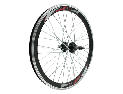 Колесо 20 зад, обід 2-ний чорний, втулка AL на промах, чорна