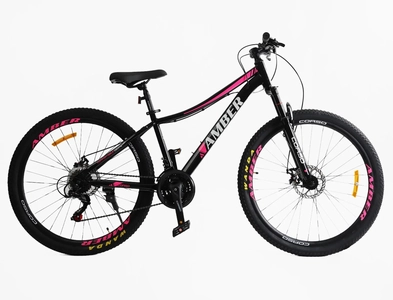 Велосипед 27.5 ST Corso «AMBER» MB-62589 сталь 15", (к-т SHIMANO) чорно-рожевий