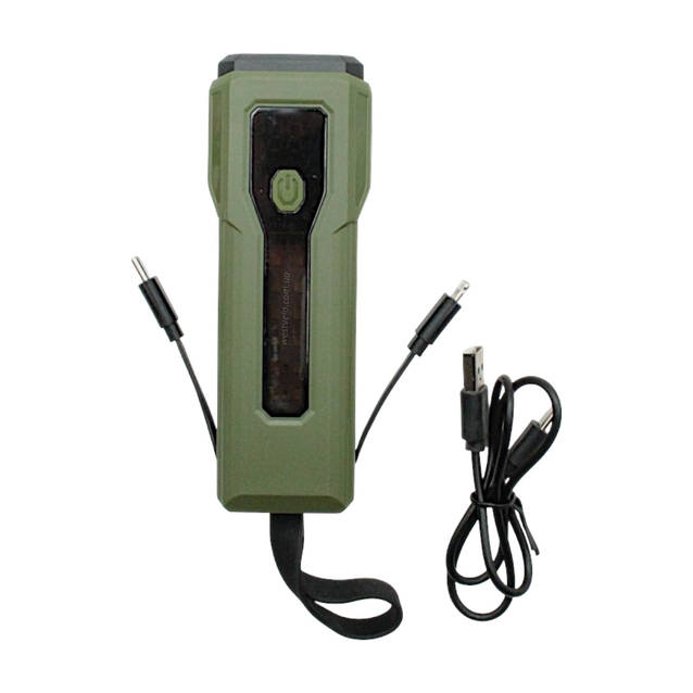 Фара Power bank (Type-C) (5000mAH) Z828-2x3W+COB, габаритне світло, (Темно-зелений хакі) фото westvelo.com