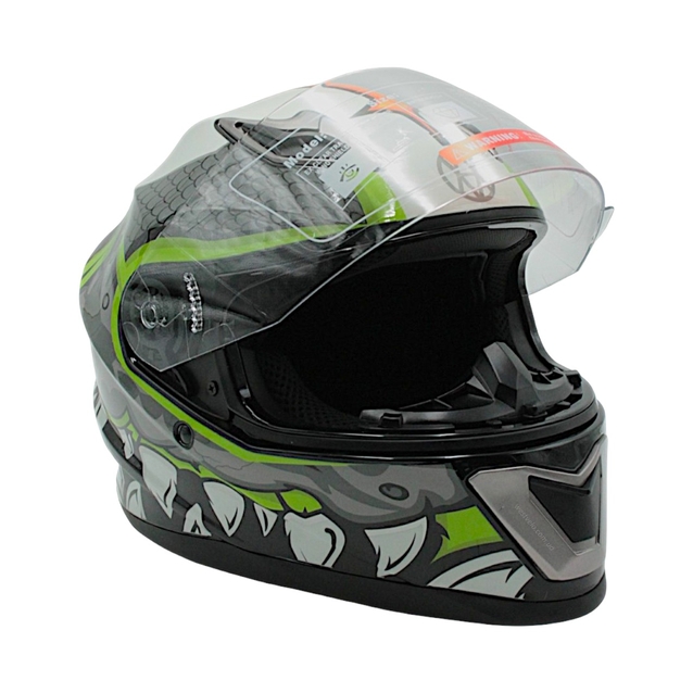 Мото шолом, закритий (L 59-60) VLAND M62-Dino, інтеграл, зелений, глянцевий фото westvelo.com