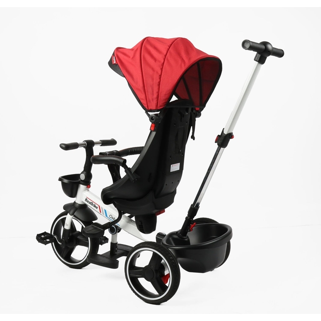 Дитячий велосипед 3-кол з батьківською ручкою, з даш, PU BestTrike «OSCAR» 6390/22-918 червоний, поворотне сидіння, складне кермо, кошик, телескопічна ручка фото westvelo.com