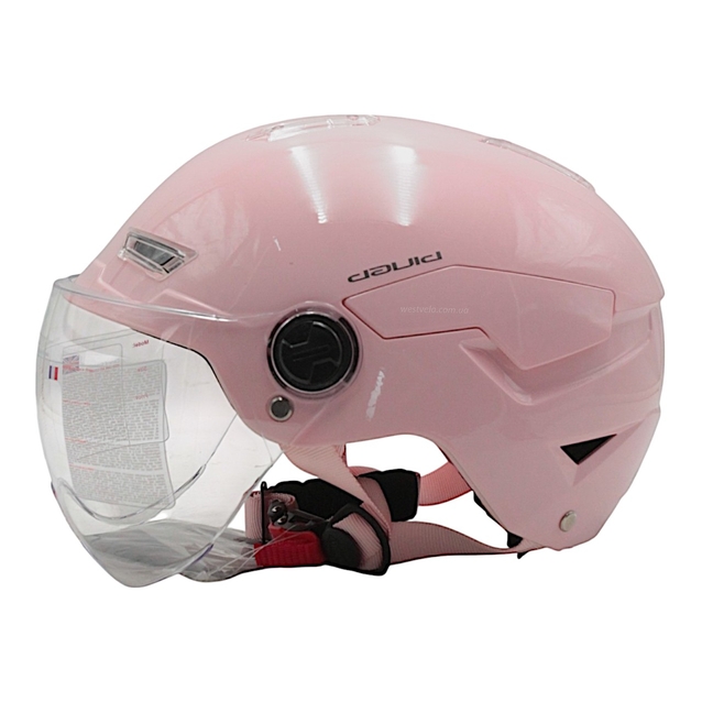 Мото шолом, відкритий (M-XL) "DAVID" D316, рожевий, глянцевий (ABS) фото westvelo.com