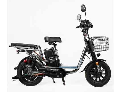 Електровелосипед 16 ST Corso «TRUCK» TR-20640, сталь, двигун 1000W, акумулятор 60V 26Ah літієвий срібний + кошик